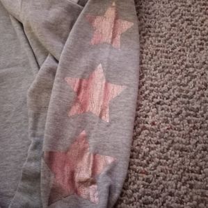 Sweatpants (brand inspired hearts) (color Grey with pink hearts) (size M 10-12)
